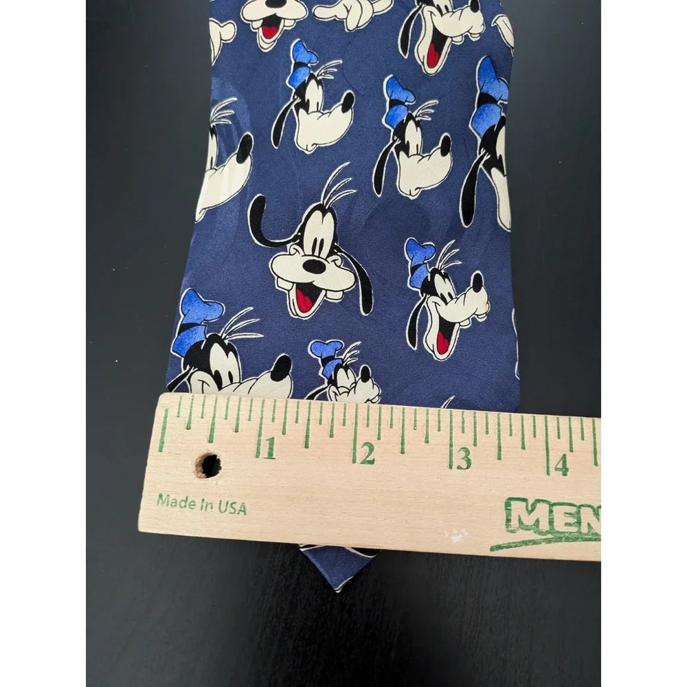 Disney Mickey Unlimited GOOFY All Over Print Tie Silk Blue‎ Korea Made 60